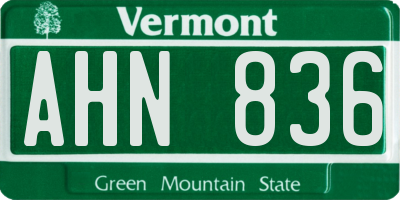 VT license plate AHN836