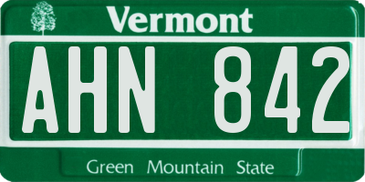 VT license plate AHN842