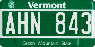 VT license plate AHN843