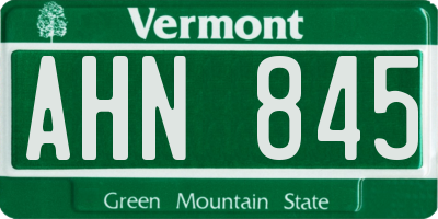 VT license plate AHN845