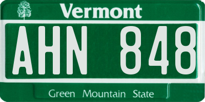 VT license plate AHN848