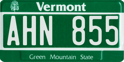 VT license plate AHN855