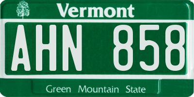 VT license plate AHN858