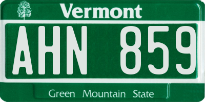 VT license plate AHN859