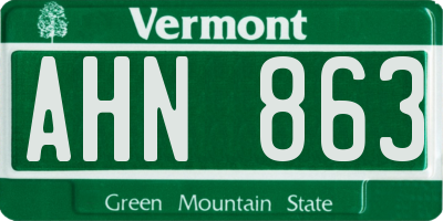 VT license plate AHN863