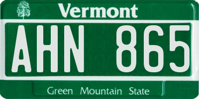 VT license plate AHN865