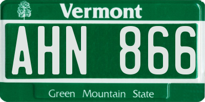 VT license plate AHN866