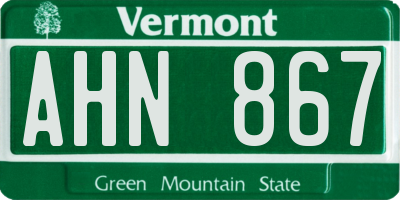 VT license plate AHN867