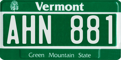 VT license plate AHN881