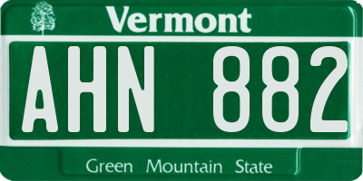VT license plate AHN882