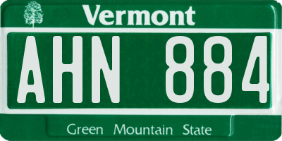 VT license plate AHN884