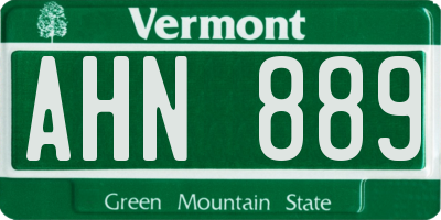 VT license plate AHN889