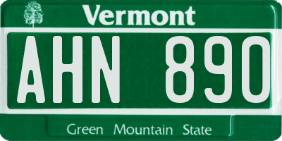 VT license plate AHN890