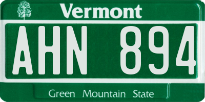 VT license plate AHN894