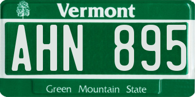 VT license plate AHN895