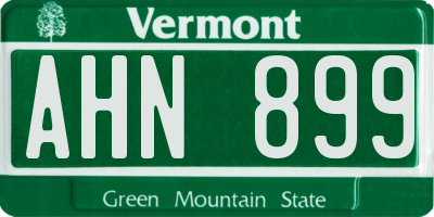 VT license plate AHN899