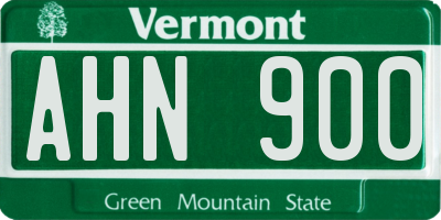 VT license plate AHN900