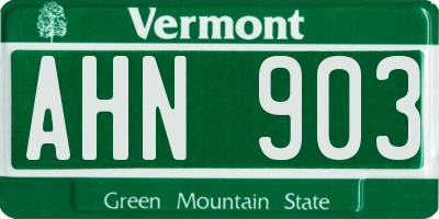 VT license plate AHN903