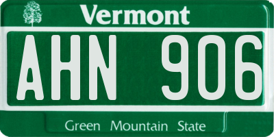VT license plate AHN906