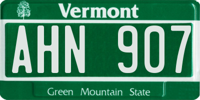 VT license plate AHN907