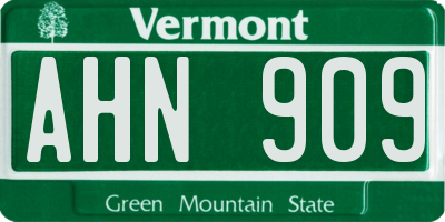 VT license plate AHN909