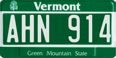 VT license plate AHN914