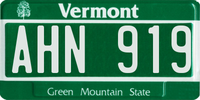 VT license plate AHN919