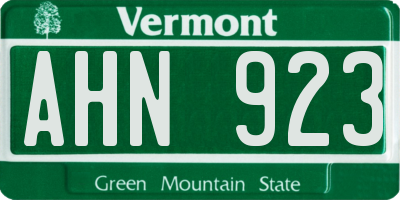 VT license plate AHN923