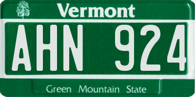 VT license plate AHN924
