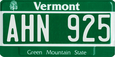 VT license plate AHN925