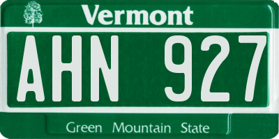 VT license plate AHN927
