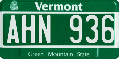 VT license plate AHN936