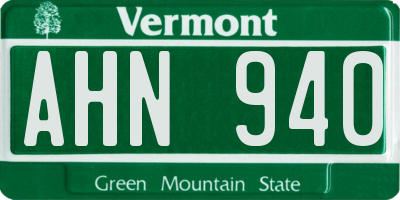VT license plate AHN940