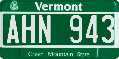 VT license plate AHN943