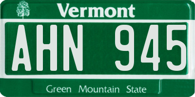VT license plate AHN945