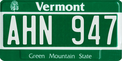 VT license plate AHN947