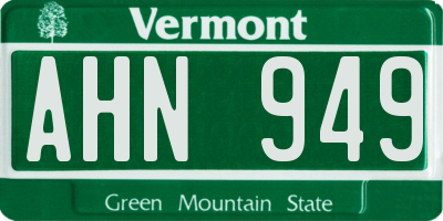 VT license plate AHN949