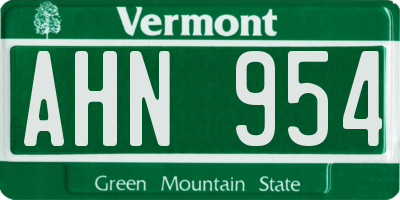 VT license plate AHN954
