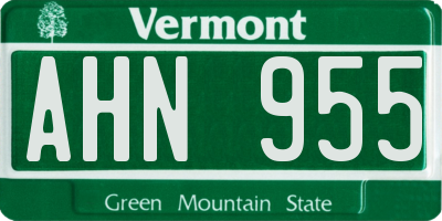 VT license plate AHN955
