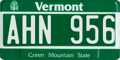 VT license plate AHN956