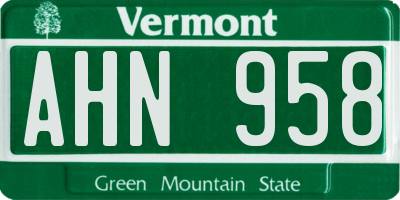 VT license plate AHN958