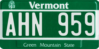VT license plate AHN959