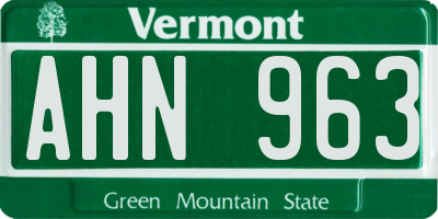 VT license plate AHN963