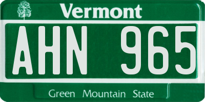 VT license plate AHN965