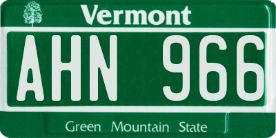 VT license plate AHN966
