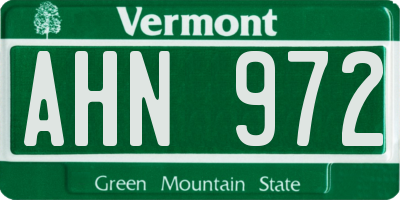 VT license plate AHN972