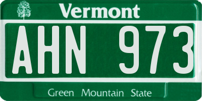 VT license plate AHN973