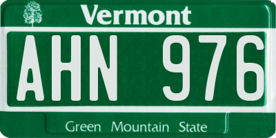 VT license plate AHN976