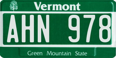 VT license plate AHN978