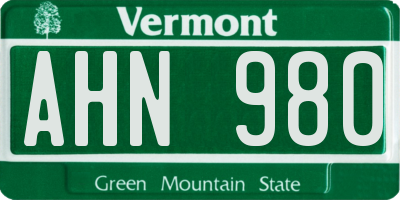 VT license plate AHN980